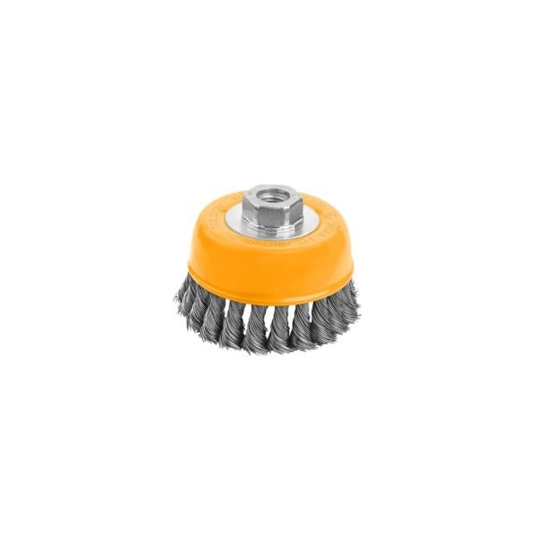 Tolsen 4 Cup Twist Wire Brush W/Nut, Paint and Varnish from Metal Surfaces, Wire Dia: 0.2 77616 - main